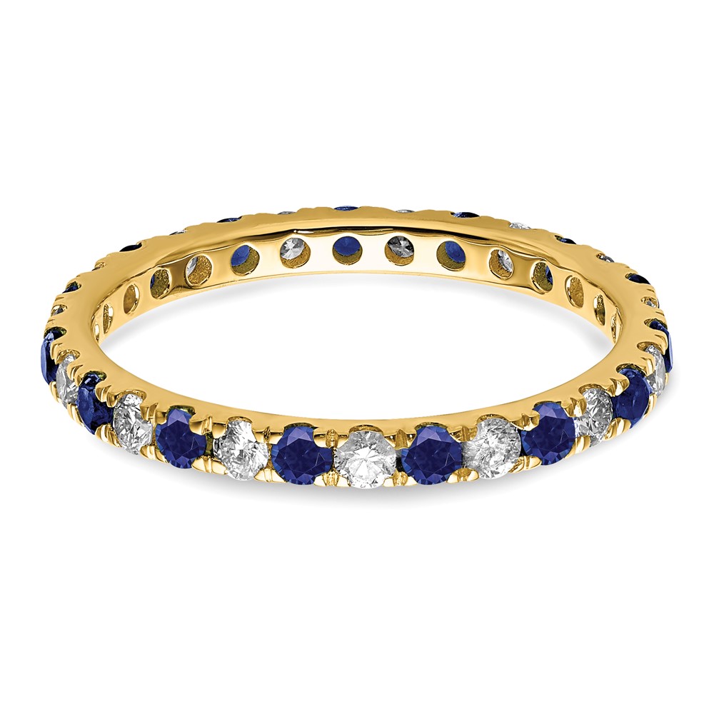 14k 1/2 carat Lab Grown Diamond VS/SI+ G+ and Lab Created Blue Sapphire Size 6.5 Eternity Band (ET0049-CSA-050-65YLG)