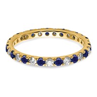14K Yellow Gold 0.38 Carat Lab Grown Diamond VS SI+ G+ and Lab Created Blue Sapphire Eternity Band view 3