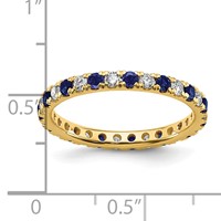 14K Yellow Gold 0.38 Carat Lab Grown Diamond VS SI+ G+ and Lab Created Blue Sapphire Eternity Band view 5
