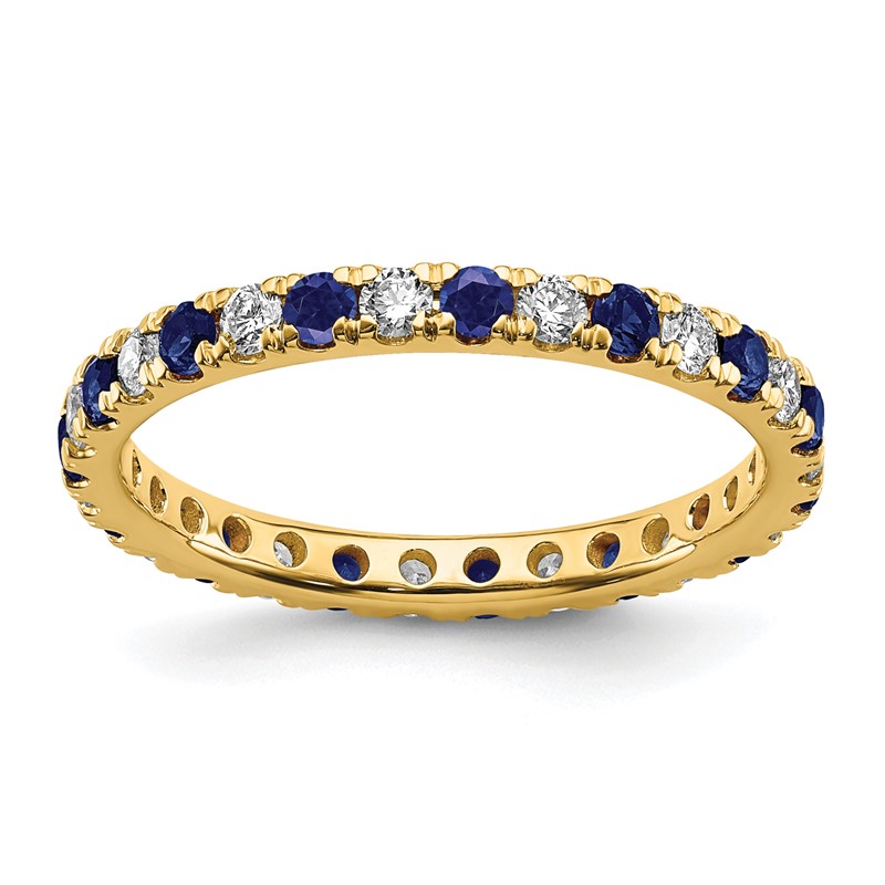 14k 1/2 carat Lab Grown Diamond VS/SI+ G+ and Lab Created Blue Sapphire Size 7.5 Eternity Band
