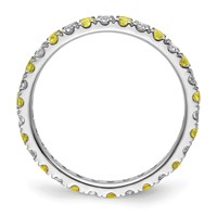 14K White Gold 0.50 Carat Lab Grown Diamond VS SI+ G+ and Lab Created Yellow Sapphire Eternity Band view 2