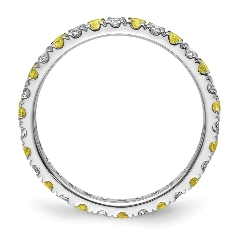 14k White Gold 1/2 carat Lab Grown Diamond VS/SI+ G+ and Lab Created Yellow Sapphire Size 7 Eternity Band