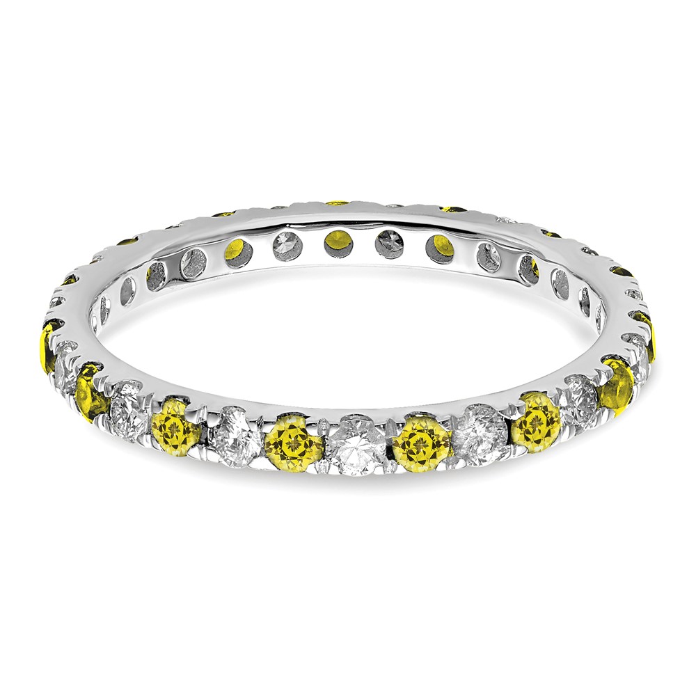 14k White Gold 3/8 carat Lab Grown Diamond VS/SI+ G+ and Lab Created Yellow Sapphire Size 5 Eternity Band (ET0049-CYS-050-5WLG)