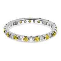 14K White Gold 0.50 Carat Lab Grown Diamond VS SI+ G+ and Lab Created Yellow Sapphire Eternity Band view 3