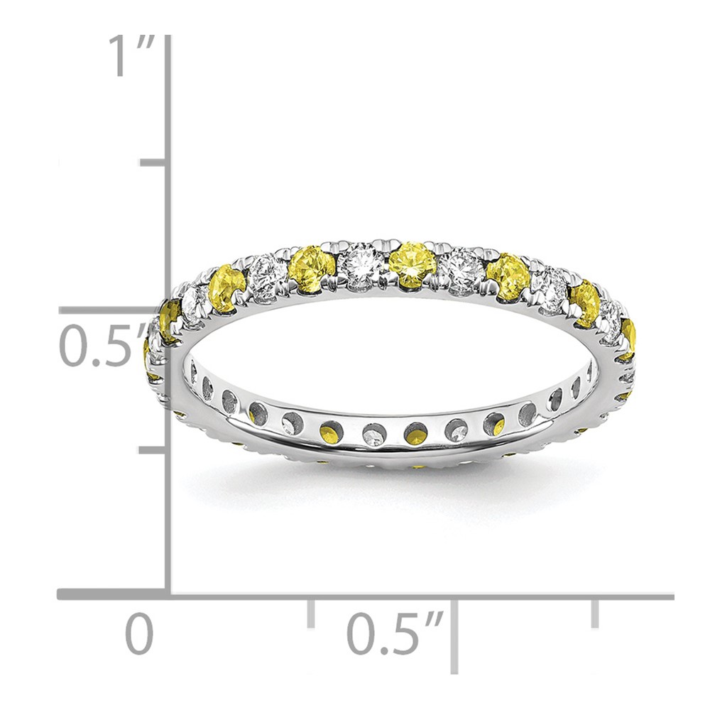 14k White Gold 3/8 carat Lab Grown Diamond VS/SI+ G+ and Lab Created Yellow Sapphire Size 5 Eternity Band (ET0049-CYS-050-5WLG)