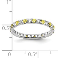 14K White Gold 0.50 Carat Lab Grown Diamond VS SI+ G+ and Lab Created Yellow Sapphire Eternity Band view 5
