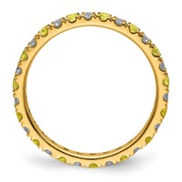 14K Yellow Gold 0.50 Carat Lab Grown Diamond VS SI+ G+ and Lab Created Yellow Sapphire Eternity Band view 2