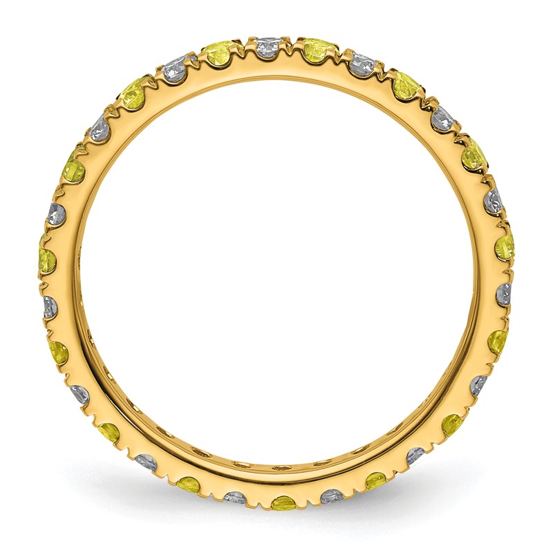 14k 1/2 carat Lab Grown Diamond VS/SI+ G+ and Lab Created Yellow Sapphire Size 6 Eternity Band