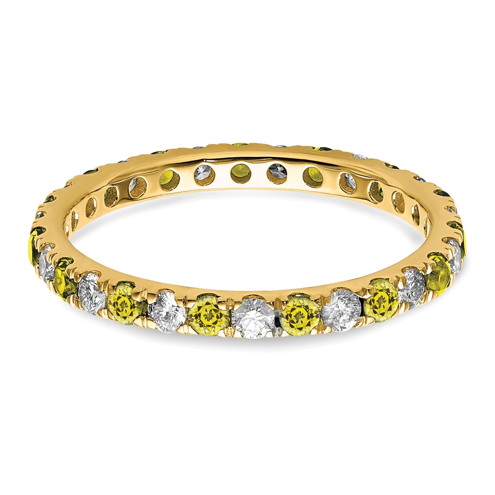 14k 1/2 carat Lab Grown Diamond VS/SI+ G+ and Lab Created Yellow Sapphire Size 7 Eternity Band (ET0049-CYS-050-7YLG)