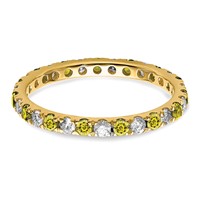 14K Yellow Gold 0.50 Carat Lab Grown Diamond VS SI+ G+ and Lab Created Yellow Sapphire Eternity Band view 3