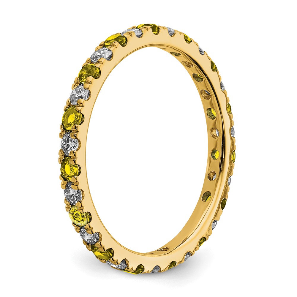 14k 1/2 carat Lab Grown Diamond VS/SI+ G+ and Lab Created Yellow Sapphire Size 7 Eternity Band (ET0049-CYS-050-7YLG)