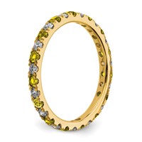 14K Yellow Gold 0.50 Carat Lab Grown Diamond VS SI+ G+ and Lab Created Yellow Sapphire Eternity Band view 4