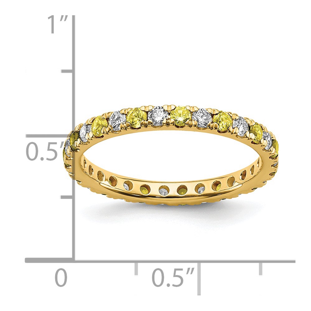 14k 1/2 carat Lab Grown Diamond VS/SI+ G+ and Lab Created Yellow Sapphire Size 7 Eternity Band (ET0049-CYS-050-7YLG)