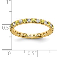 14K Yellow Gold 0.50 Carat Lab Grown Diamond VS SI+ G+ and Lab Created Yellow Sapphire Eternity Band view 5