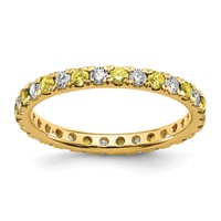 14K Yellow Gold 0.50 Carat Lab Grown Diamond VS SI+ G+ and Lab Created Yellow Sapphire Eternity Band view 1