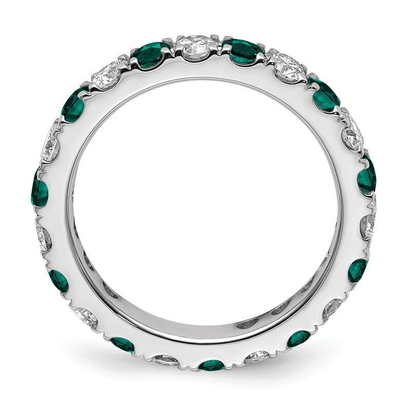 14k White Gold 1 carat Lab Grown Diamond VS/SI+ G+ and Lab Created Alexandrite Size 5.5 Eternity Band