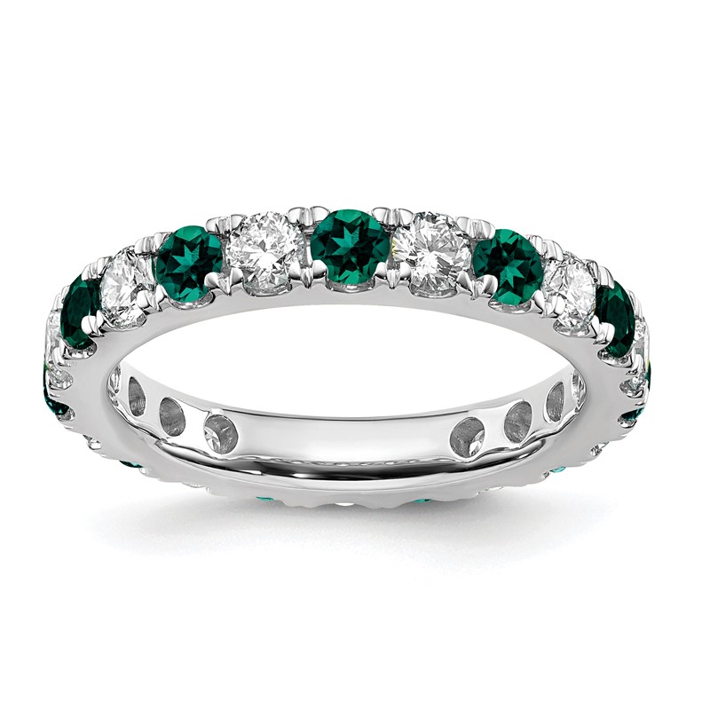 14k White Gold 1 carat Lab Grown Diamond VS/SI+ G+ and Lab Created Alexandrite Size 5.5 Eternity Band