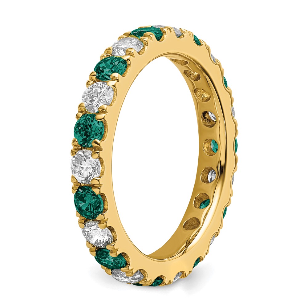 14k 1 carat Lab Grown Diamond VS/SI+ G+ and Lab Created Alexandrite Size 6.5 Eternity Band (ET0050-CAX-100-65YLG)