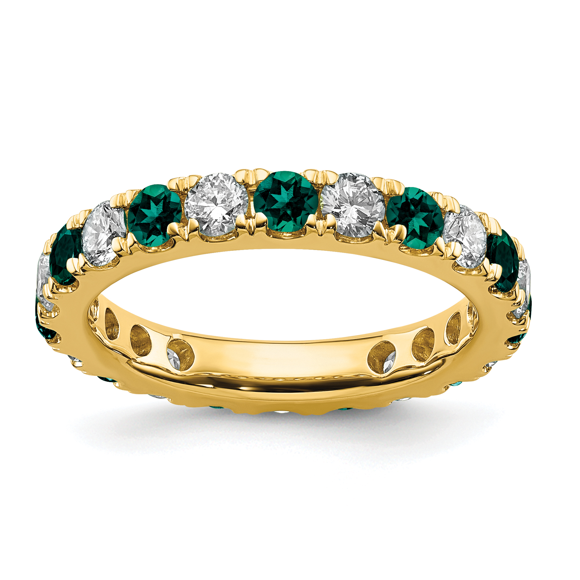 14k 1 carat Lab Grown Diamond VS/SI+ G+ and Lab Created Alexandrite Size 6.5 Eternity Band (ET0050-CAX-100-65YLG)