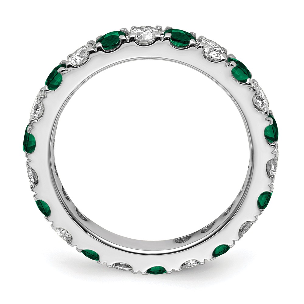 14k White Gold 1 1/5 carat Lab Grown Diamond VS/SI+ G+ and Lab Created Emerald Size 7 Eternity Band (ET0050-CEM-100-7WLG)