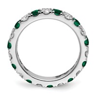 14K White Gold 1.20 Carat Lab Grown Diamond VS SI+ G+ and Lab Created Emerald Eternity Band view 2