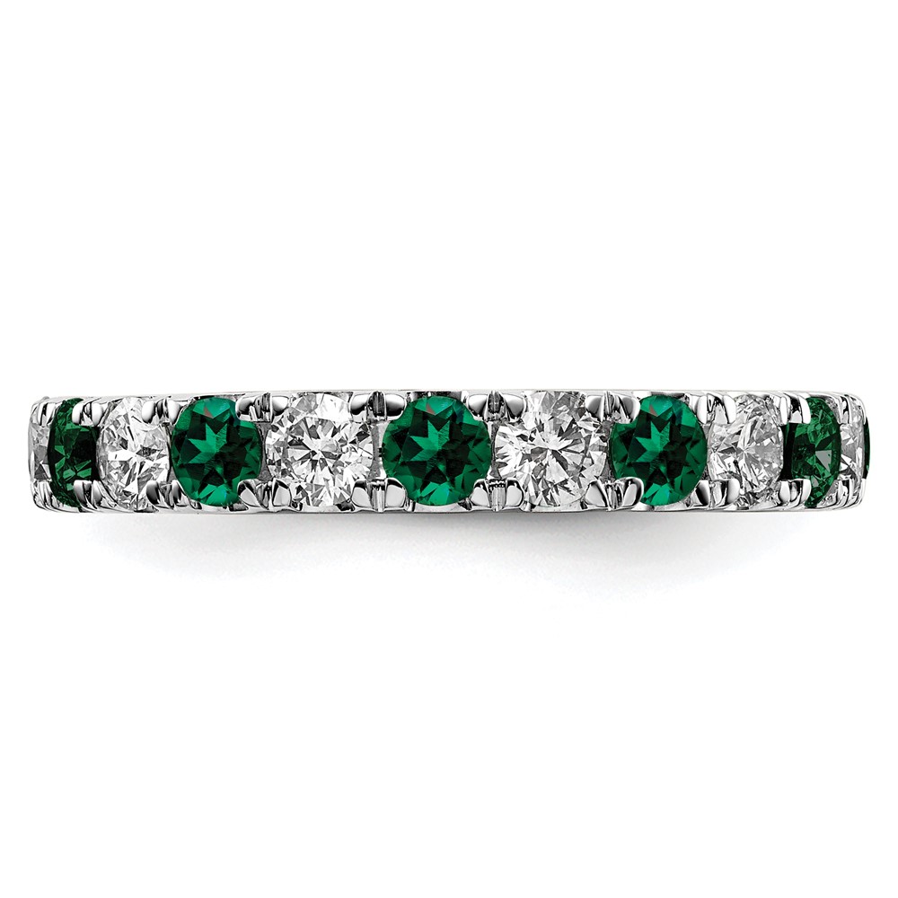 14k White Gold 1 1/5 carat Lab Grown Diamond VS/SI+ G+ and Lab Created Emerald Size 7 Eternity Band (ET0050-CEM-100-7WLG)