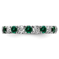 14K White Gold 1.20 Carat Lab Grown Diamond VS SI+ G+ and Lab Created Emerald Eternity Band view 3