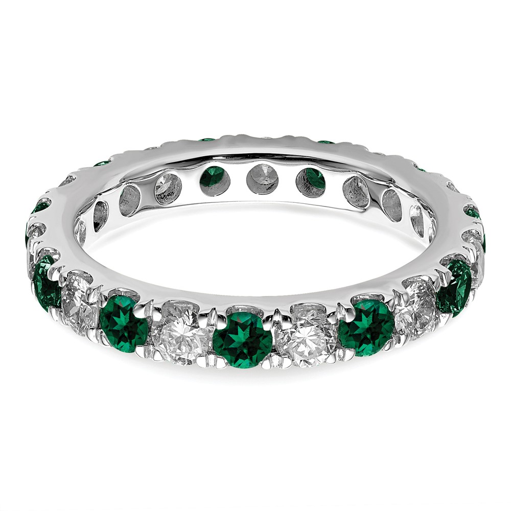 14k White Gold 1 1/5 carat Lab Grown Diamond VS/SI+ G+ and Lab Created Emerald Size 7 Eternity Band (ET0050-CEM-100-7WLG)