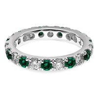14K White Gold 1.20 Carat Lab Grown Diamond VS SI+ G+ and Lab Created Emerald Eternity Band view 4