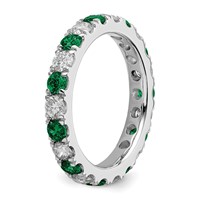 14K White Gold 1.20 Carat Lab Grown Diamond VS SI+ G+ and Lab Created Emerald Eternity Band view 5