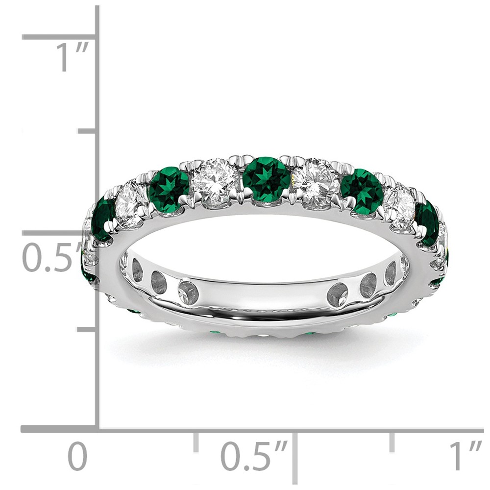 14k White Gold 1 1/5 carat Lab Grown Diamond VS/SI+ G+ and Lab Created Emerald Size 7 Eternity Band (ET0050-CEM-100-7WLG)