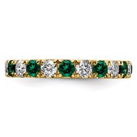 14K Yellow Gold 1.20 Carat Lab Grown Diamond VS SI+ G+ and Lab Created Emerald Eternity Band view 3