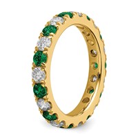 14K Yellow Gold 1.20 Carat Lab Grown Diamond VS SI+ G+ and Lab Created Emerald Eternity Band view 5