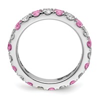 14K White Gold 1 Carat Lab Grown Diamond VS SI+ G+ and Lab Created Pink Sapphire Eternity Band - Size 6 view 2