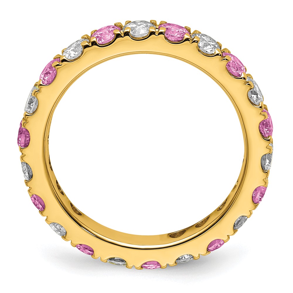 14k 1 1/5 carat Lab Grown Diamond VS/SI+ G+ and Lab Created Pink Sapphire Size 7 Eternity Band (ET0050-CPS-100-7YLG)