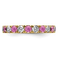 14K Yellow Gold 0.75 Carat Lab Grown Diamond VS SI+ G+ and Lab Created Pink Sapphire Eternity Band view 3