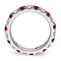 14K White Gold 1.20 Carat Lab Grown Diamond VS SI+ G+ and Lab Created Ruby Eternity Band - Size 7.5 view 2
