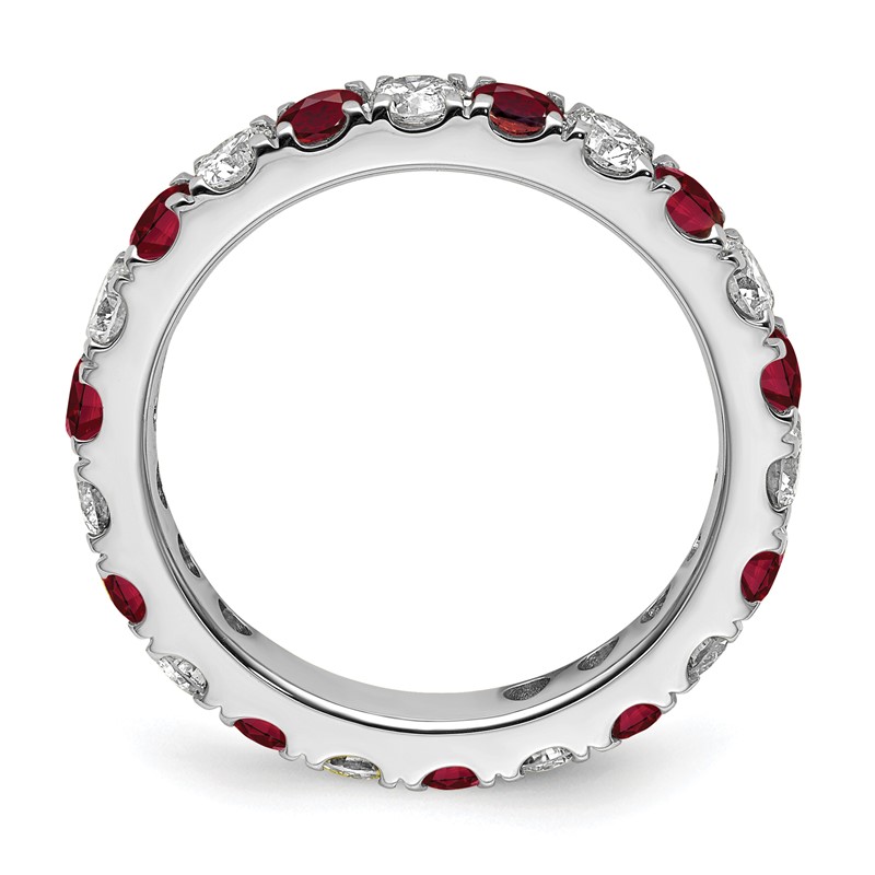 14k White Gold 1 1/5 carat Lab Grown Diamond VS/SI+ G+ and Lab Created Ruby Size 7 Eternity Band