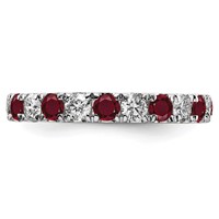 14K White Gold 1.20 Carat Lab Grown Diamond VS SI+ G+ and Lab Created Ruby Eternity Band - Size 7.5 view 3