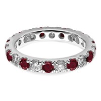 14K White Gold 1.20 Carat Lab Grown Diamond VS SI+ G+ and Lab Created Ruby Eternity Band - Size 7.5 view 4