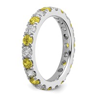 14K White Gold 1.20 Carat Lab Grown Diamond VS SI+ G+ and Lab Created Ruby Eternity Band - Size 7.5 view 5