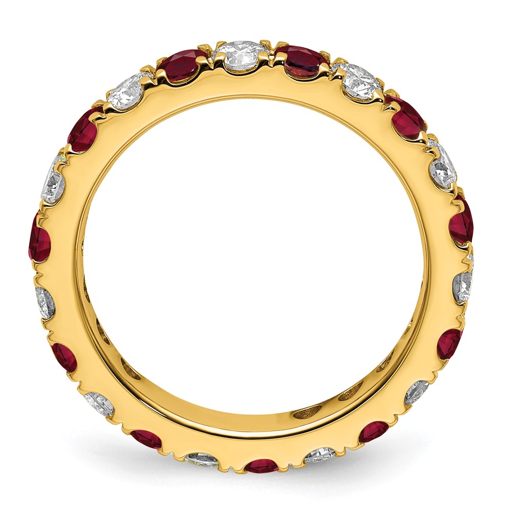 14k 1 1/5 carat Lab Grown Diamond VS/SI+ G+ and Lab Created Ruby Size 8 Eternity Band (ET0050-CRU-100-8YLG)