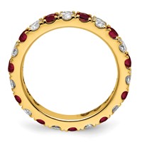 14K Yellow Gold 1.20 Carat Lab Grown Diamond VS SI+ G+ and Lab Created Ruby Eternity Band view 2