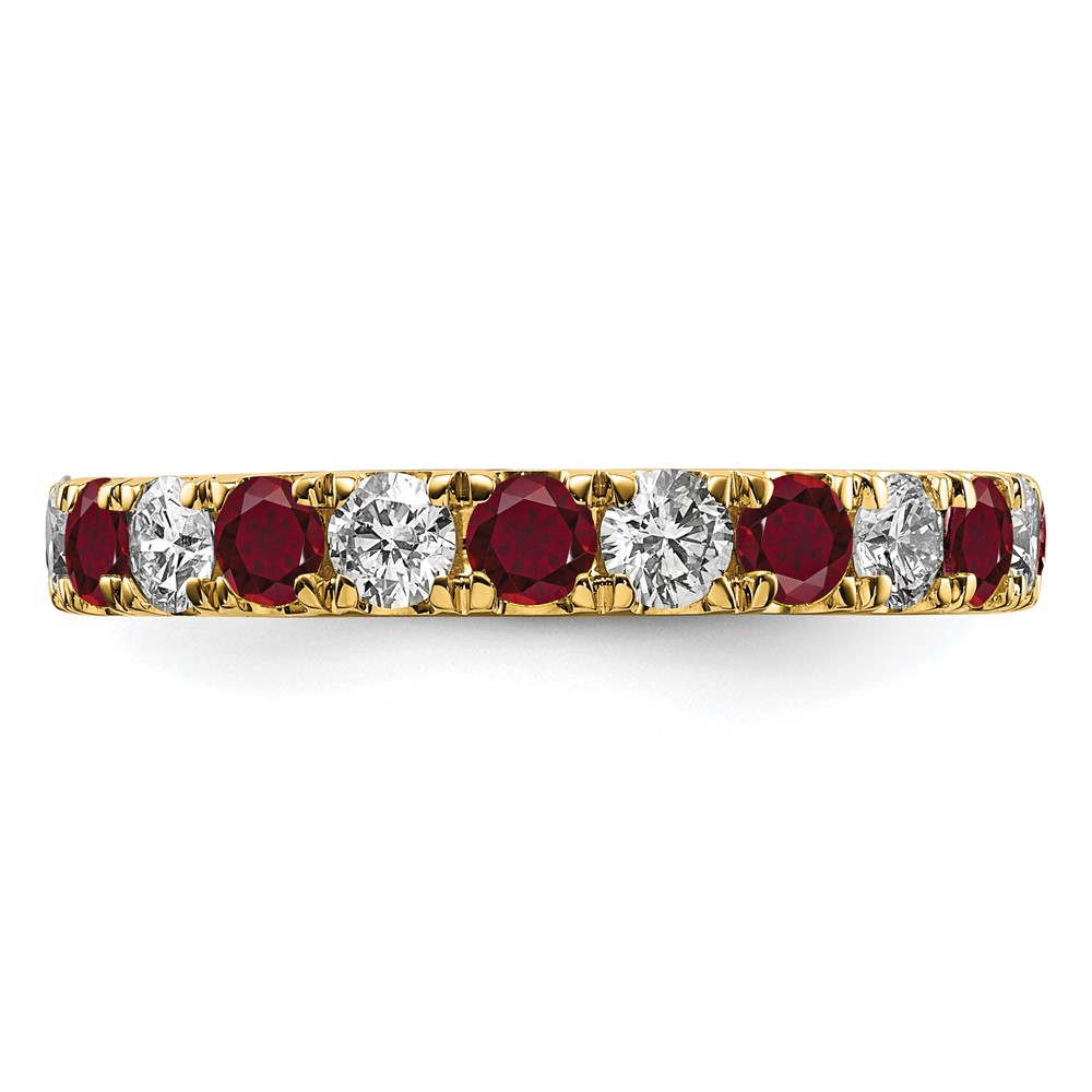 14k 1 1/5 carat Lab Grown Diamond VS/SI+ G+ and Lab Created Ruby Size 8 Eternity Band (ET0050-CRU-100-8YLG)