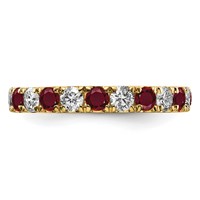 14K Yellow Gold 1.20 Carat Lab Grown Diamond VS SI+ G+ and Lab Created Ruby Eternity Band view 3
