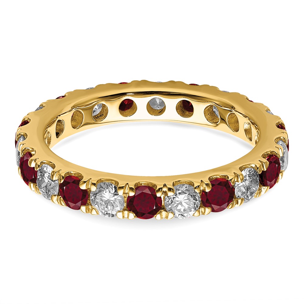 14k 1 1/5 carat Lab Grown Diamond VS/SI+ G+ and Lab Created Ruby Size 8 Eternity Band (ET0050-CRU-100-8YLG)