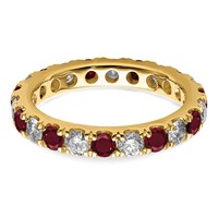 14K Yellow Gold 1.20 Carat Lab Grown Diamond VS SI+ G+ and Lab Created Ruby Eternity Band view 4