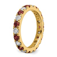 14K Yellow Gold 1.20 Carat Lab Grown Diamond VS SI+ G+ and Lab Created Ruby Eternity Band view 5