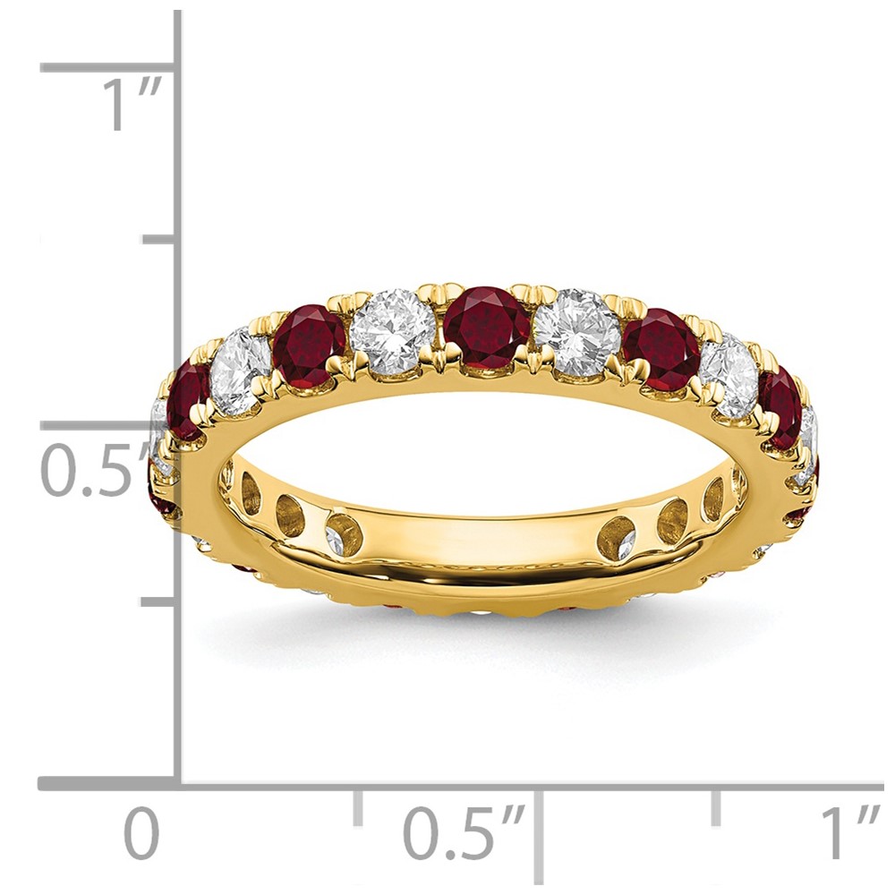 14k 1 1/5 carat Lab Grown Diamond VS/SI+ G+ and Lab Created Ruby Size 8 Eternity Band (ET0050-CRU-100-8YLG)