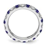 14K White Gold 1 Carat Lab Grown Diamond VS SI+ G+ and Lab Created Blue Sapphire Eternity Band view 2